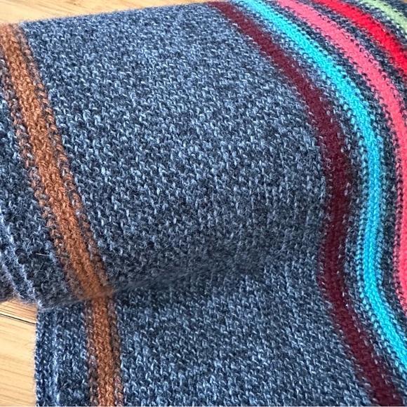 Vintage AGNES B Paris Wool Angora Striped Gray SCARF Knit UNISEX 66 in Scotland - Picture 6 of 8